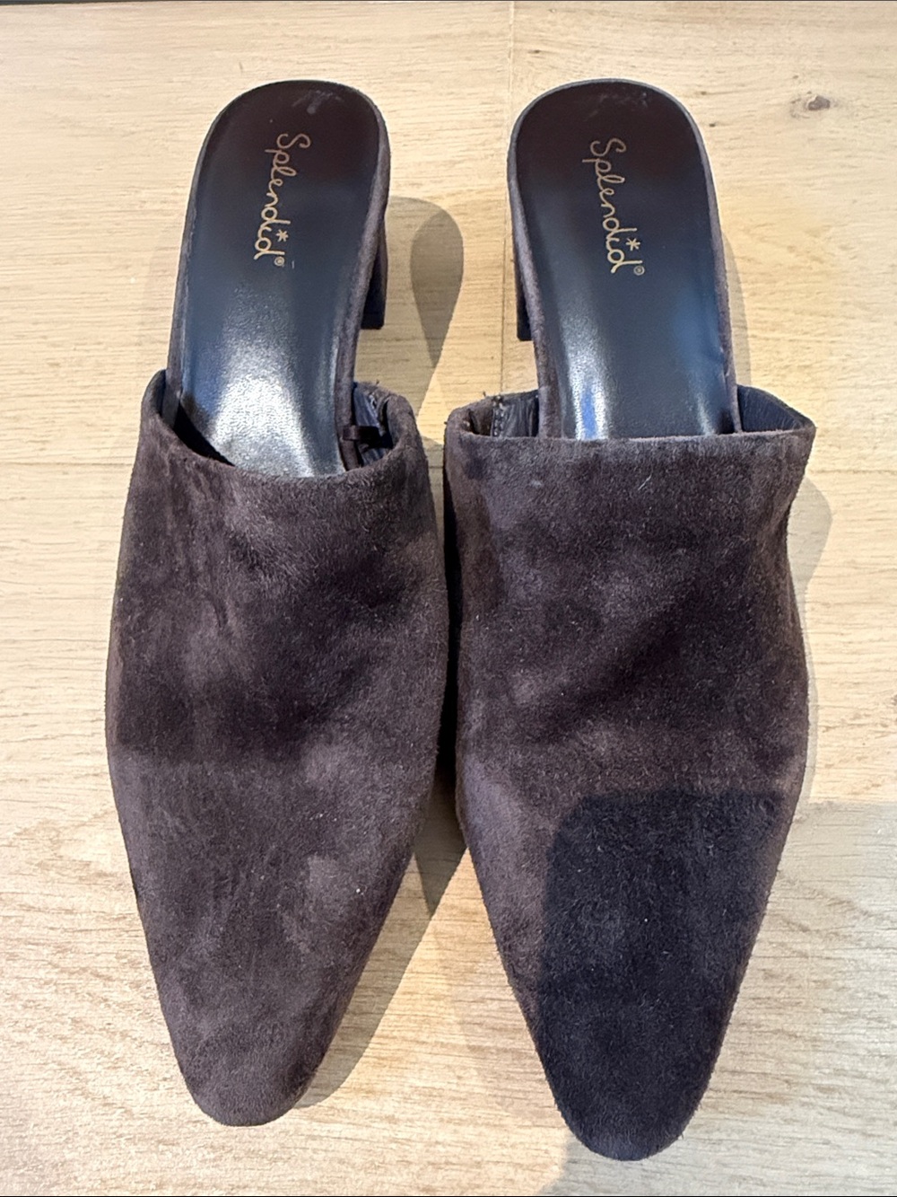 Splendid Dark Brown Suede Pointed Toe Slip-On Mules